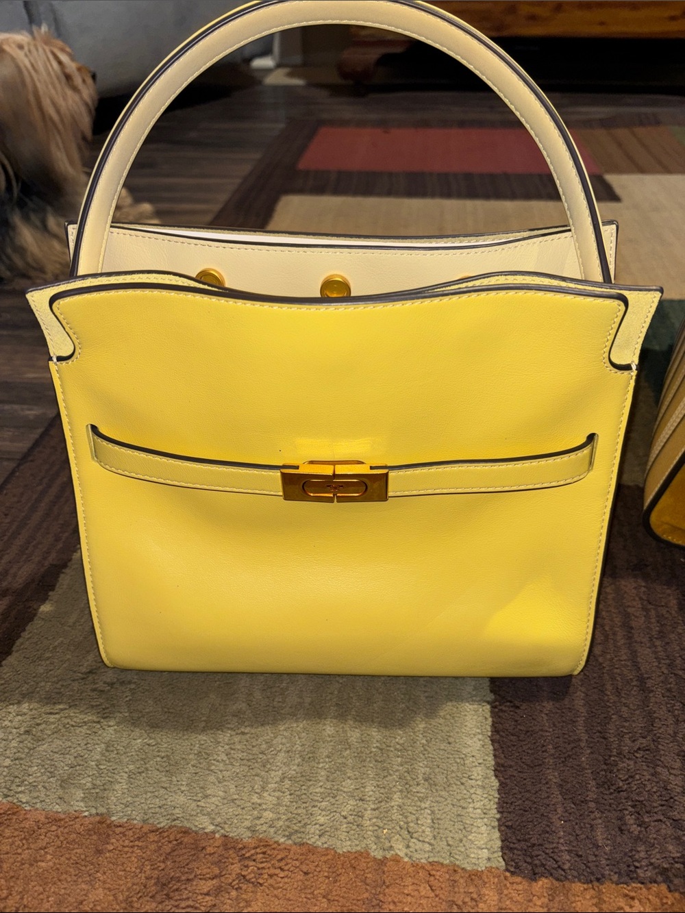Tory Burch Lee Radzwill Yellow Leather Top-Handle Women's Bag